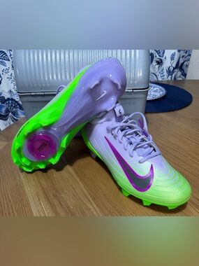 Nike Vapor soccer cleats in Lavender and Neon Green